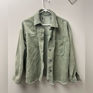 Zara Women’s Green Corduroy Button Up Shacket